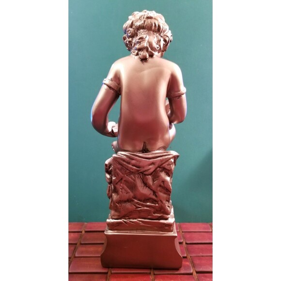 Vintage Classical Boy Reading Goldtone Resin Statue or Bookend 11.5"x3.75"x3.75" - Picture 4 of 5